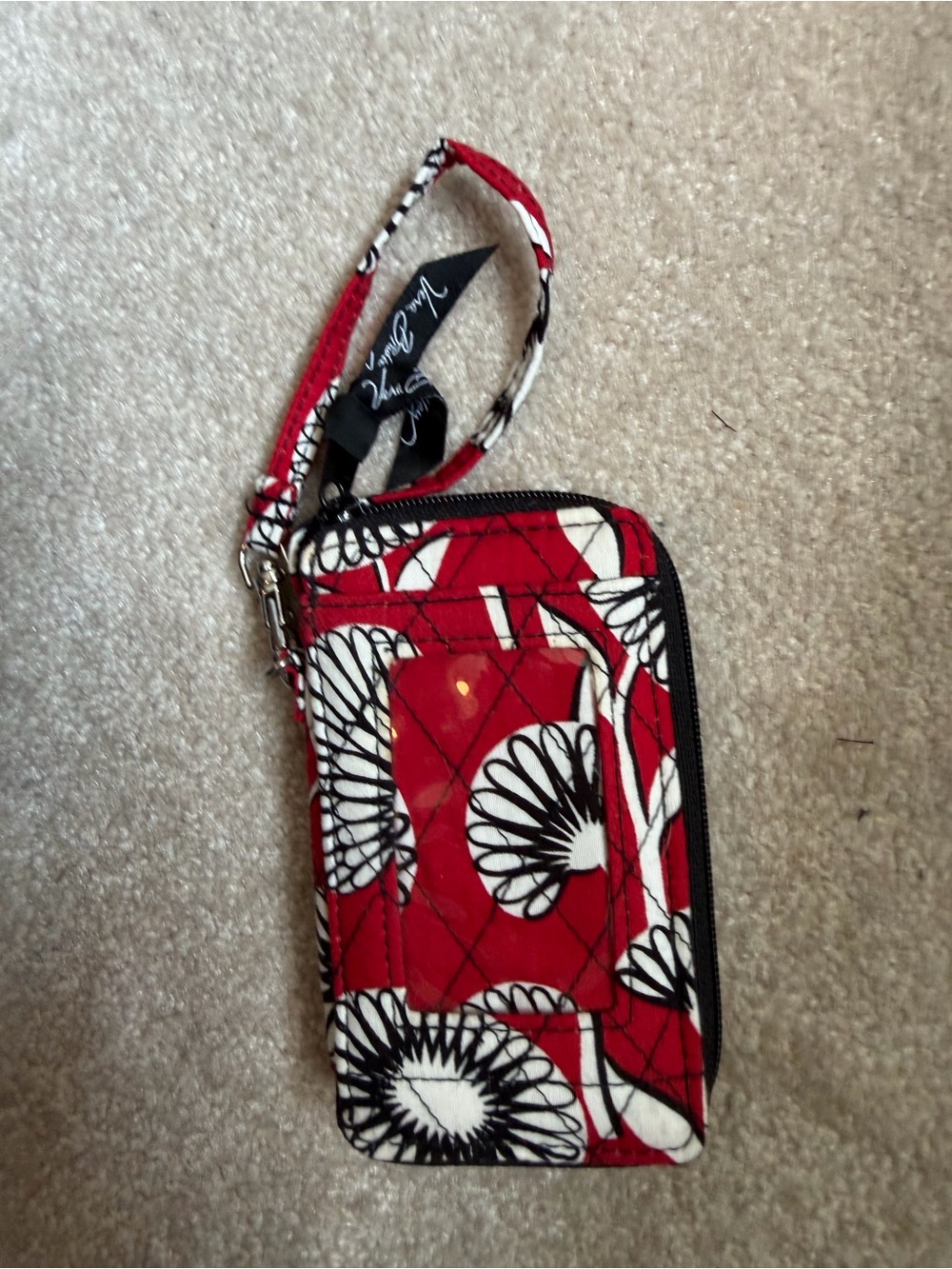 Vera Bradley Red Black White Floral Wristlet Phone Case